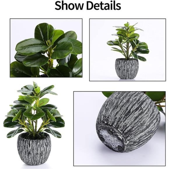 Artificial Potted Plant, Real Touch Artificial Oak Leaves Waterproof Fake Plants - Picture 3 of 7